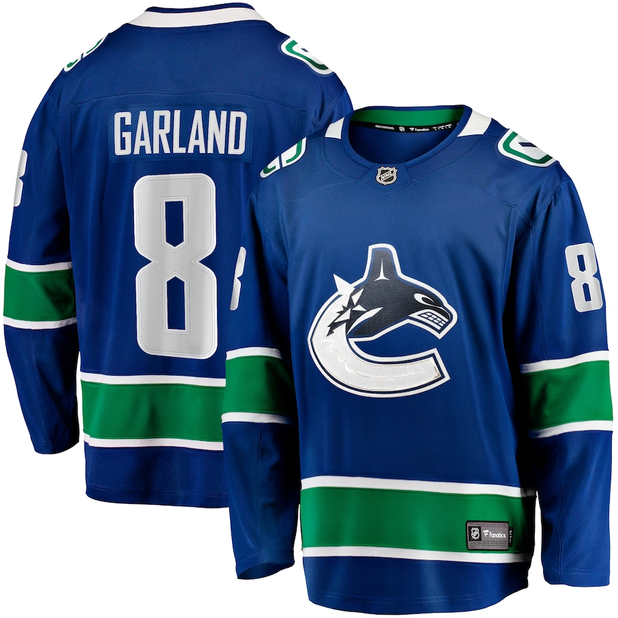 Men's Vancouver Canucks Conor Garland Blue Home Breakaway Jersey