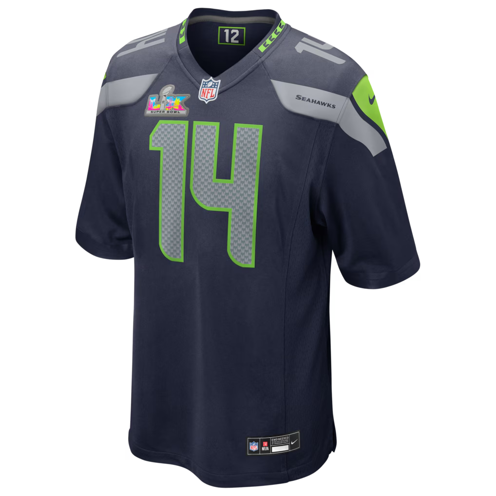 Men's Seattle Seahawks Sam Darnold Nike College Navy Super Bowl LX Patch Game Jersey