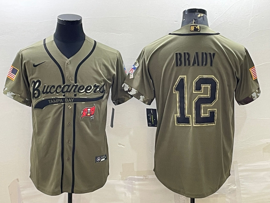 Men's Tampa Bay Buccaneers Tom Brady Olive 2022 Salute To Service Retired Player Limited Jersey Joint Edition