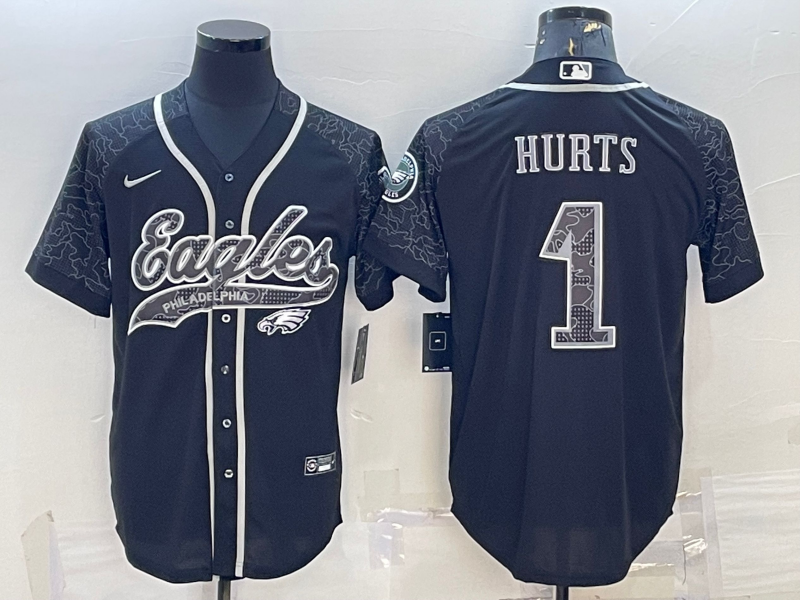 Men's Philadelphia Eagles Jalen Hurts Black RFLCTV Limited Jersey Joint Edition