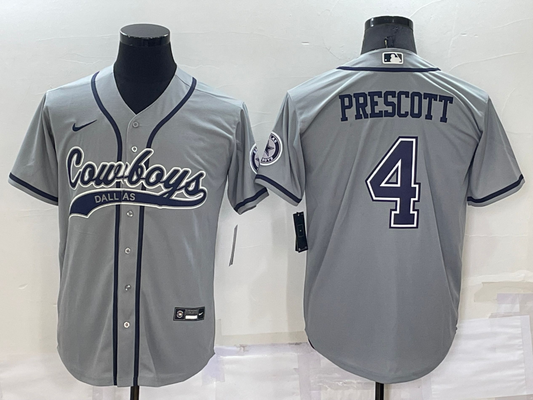 Men's Dallas Cowboys Dak Prescott Gray Player Jersey Joint Edition