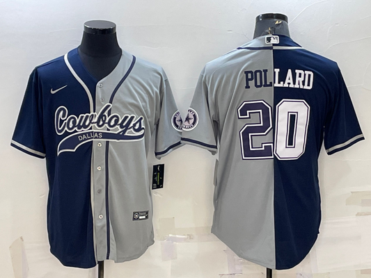 Men's Dallas Cowboys Tony Pollard Navy/Gray Game Jersey Joint Edition