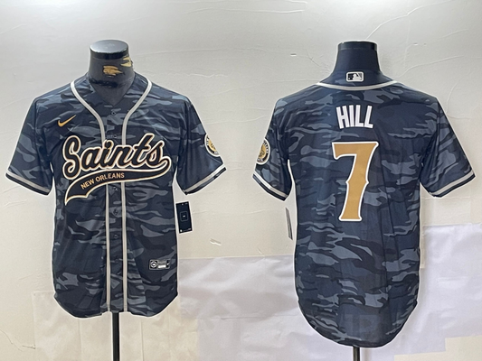 Men's New Orleans Saints Taysom Hill Grey Camouflage Player Jersey