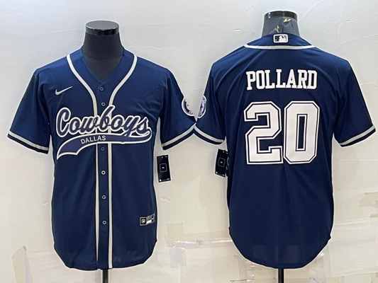 Men's Dallas Cowboys Tony Pollard Navy Game Jersey Joint Edition
