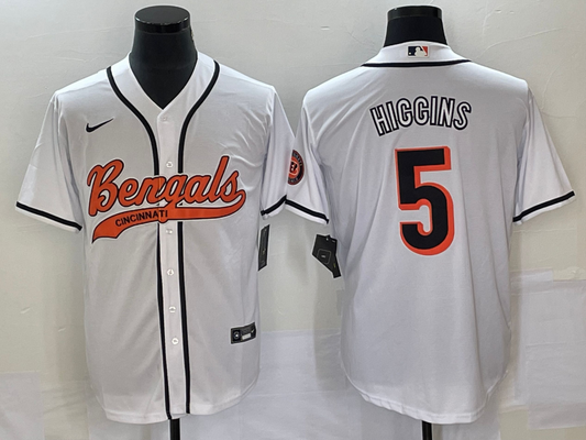 Men's Cincinnati Bengals Tee Higgins White Fashion Game Jersey