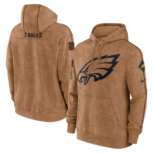 Men's Philadelphia Eagles Brown 2023 Salute To Service Club Pullover Hoodie