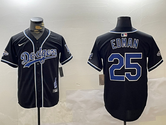 Men's Los Angeles Dodgers Tommy Edman Black Replica Player Jersey