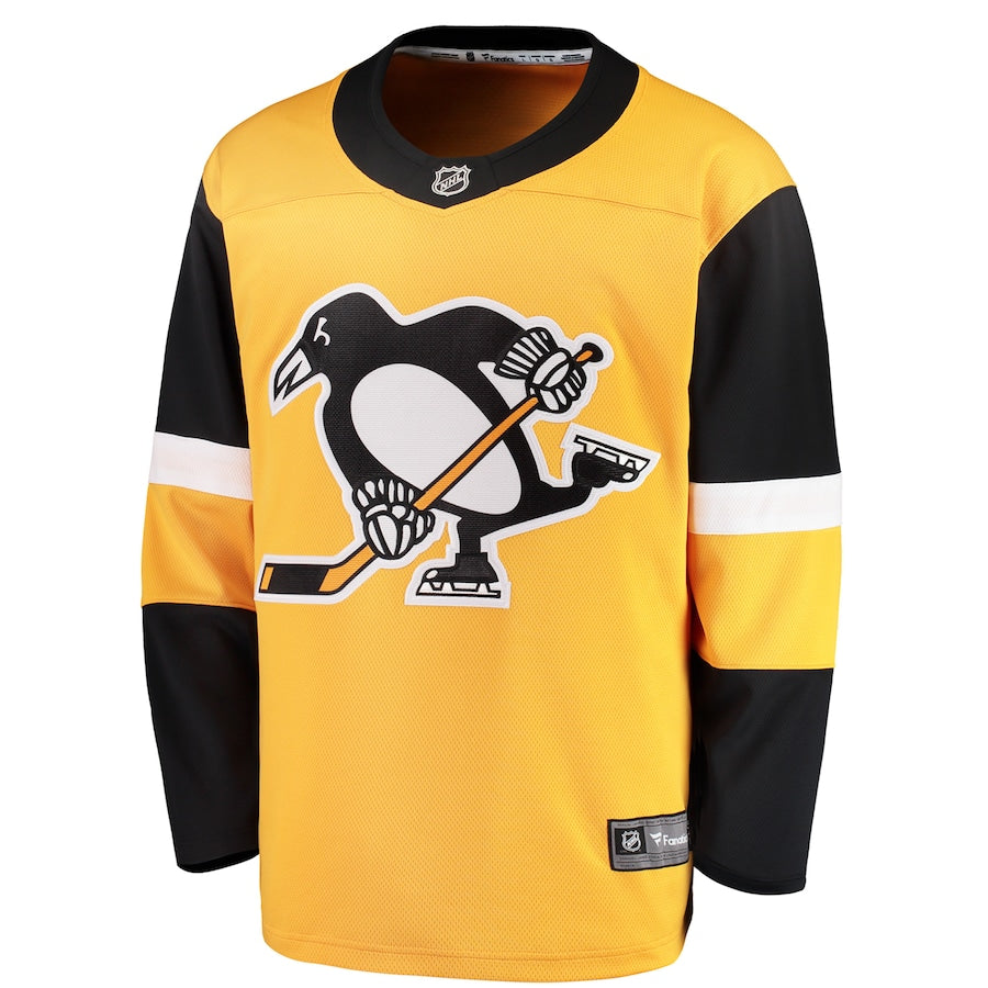 Custom Men's Pittsburgh Penguins Fanatics Gold Alternate Breakaway Jersey