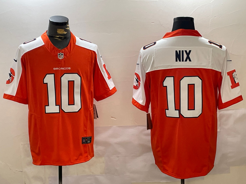 Men's Denver Broncos Bo Nix Orange Player Game Jersey
