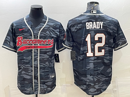 Men's Tampa Bay Buccaneers Tom Brady Grey Camouflage Game Jersey Joint Edition