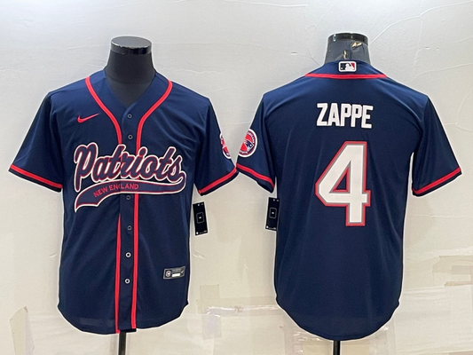 Men's New England Patriots Bailey Zappe Navy Game Jersey Joint Edition