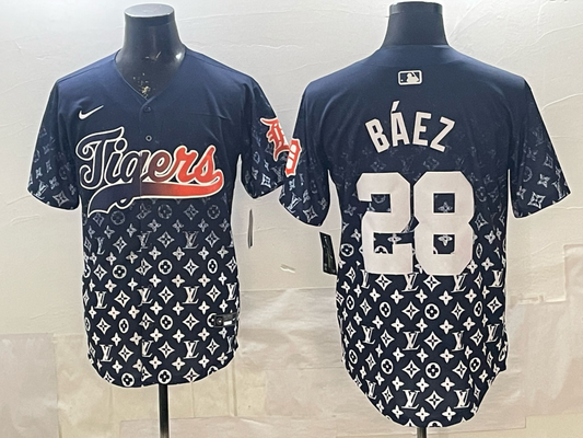 Men's Detroit Tigers Javier Baez Navy Game Player Jersey