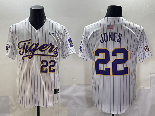 Men's LSU Tigers Jared Jones White Replica Player Jersey