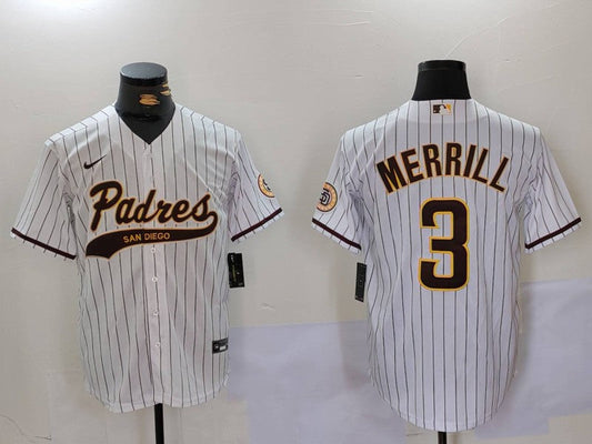 Men's San Diego Padres Jackson Merrill White Alternate Replica Player Jersey