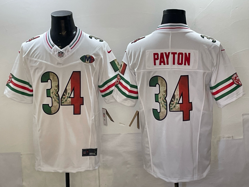 Men's Chicago Bears Walter Payton #34 White Game Team Jersey