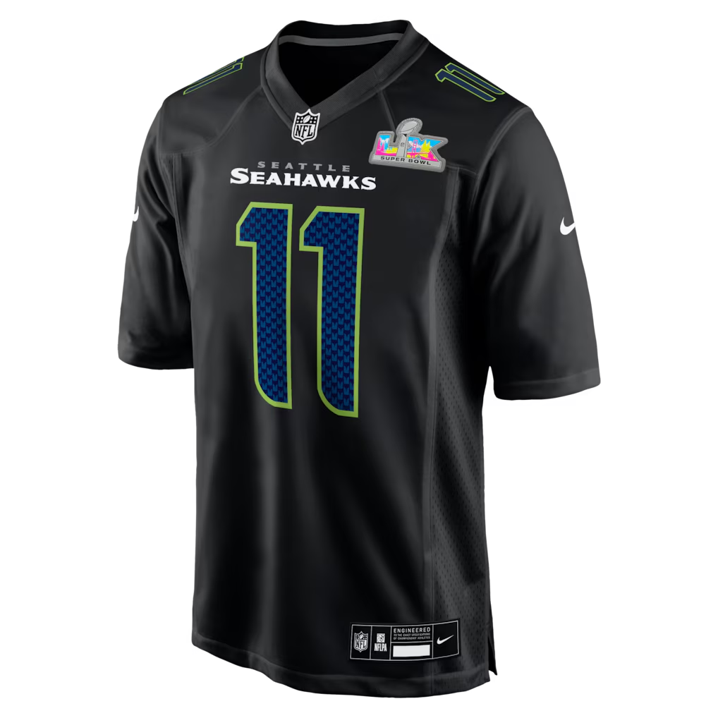 Men's Seattle Seahawks Jaxon Smith-Njigba Nike Black Super Bowl LX Patch Carbon Fashion Game Jersey