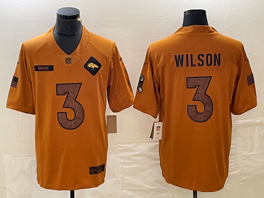 Men's Denver Broncos Russell Wilson Brown 2023 Salute To Service Limited Jersey