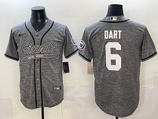Men's New York Giants Jaxson Dart #6 Grey Game Jersey