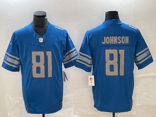 Men's Detroit Lions Calvin Johnson Blue Player Game Jersey