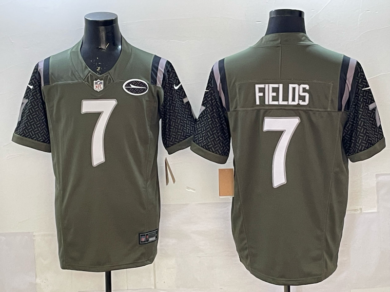 Men's New York Jets Justin Fields Gotham Green 2025 Rivalries Collection Game Jersey