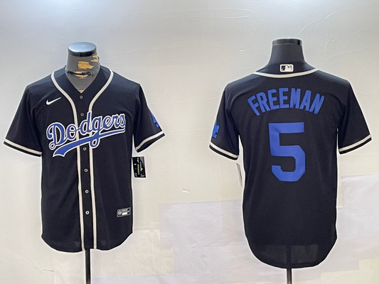 Men's Los Angeles Dodgers Freddie Freeman Black Alternate Replica Player Jersey