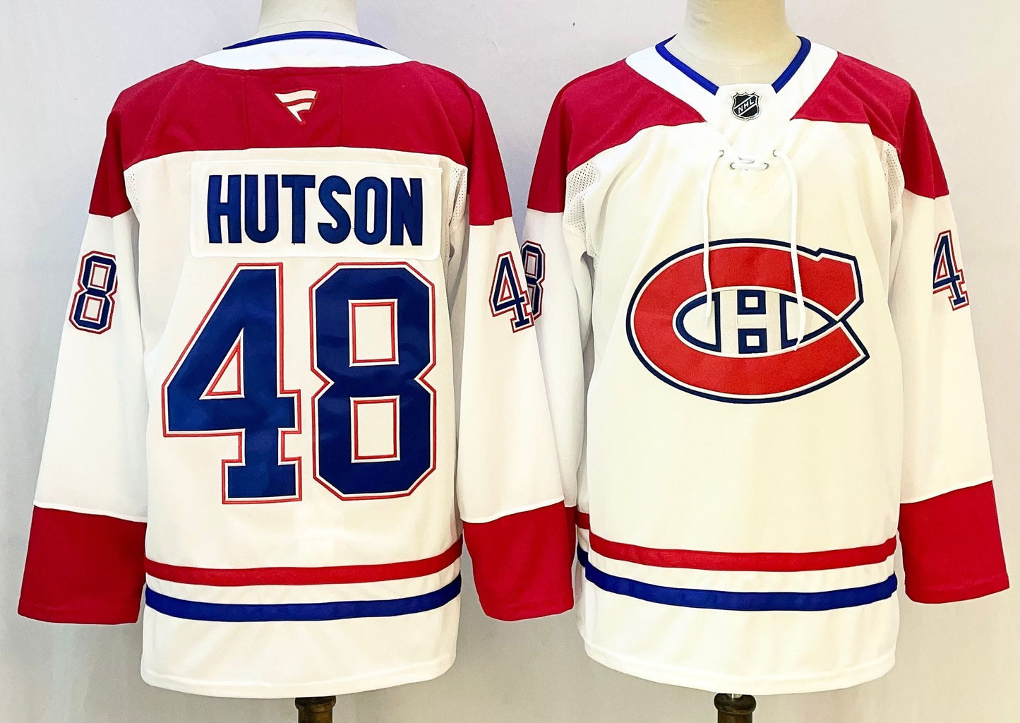 Men's Montreal Canadiens Lane Hutson #48 Fanatics White Breakaway Player Jersey