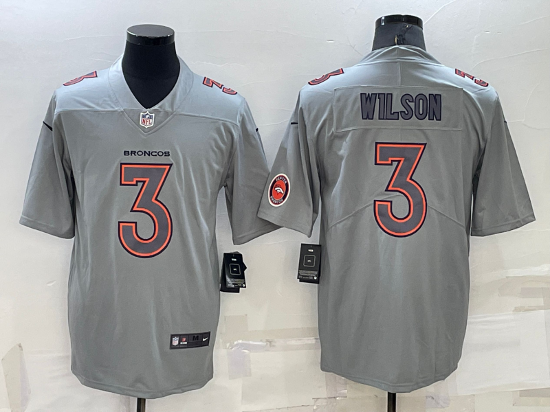 Men's Denver Broncos Russell Wilson Gray Atmosphere Fashion Game Jersey