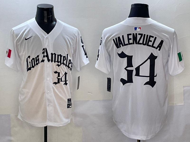 Men's Los Angeles Dodgers Fernando Valenzuela #34 White Team Game Player Jersey