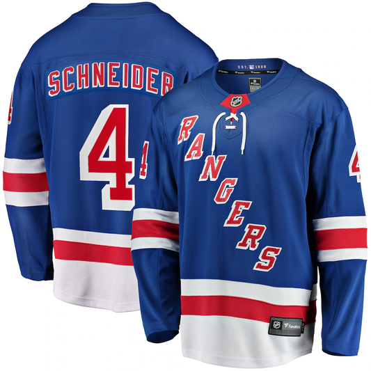 Men's New York Rangers Braden Schneider Fanatics Blue Home Breakaway Player Jersey