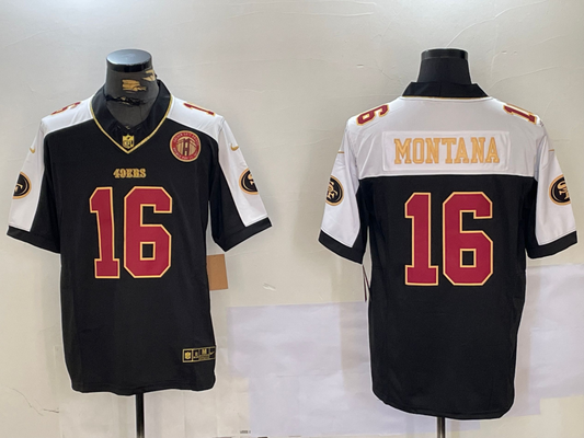Men's San Francisco 49ers Joe Montana Black Retired Team Player Game Jersey