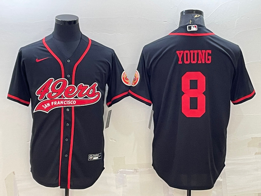 Men's San Francisco 49ers Steve Young Black Game Jersey Joint Edition