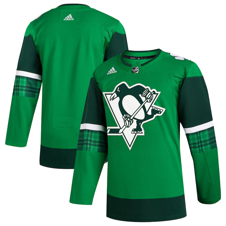 Custom Men's Pittsburgh Penguins adidas Kelly Green 2023 St. Patrick's Day Primegreen Authentic Jersey