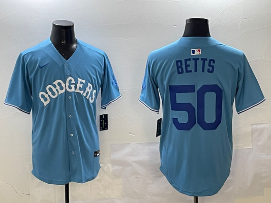 Men's Los Angeles Dodgers Mookie Betts Light Blue Replica Player Jersey