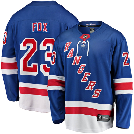 Men's New York Rangers Adam Fox Fanatics Blue Home Breakaway Jersey