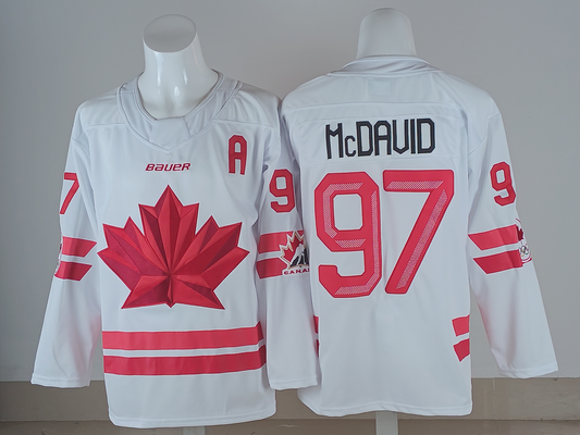 Men's Canada Hockey Connor McDavid #97 White 2026 Winter Olympics Jersey