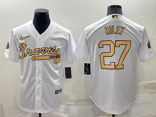 Men's Atlanta Braves Austin Riley White Stitched Jersey