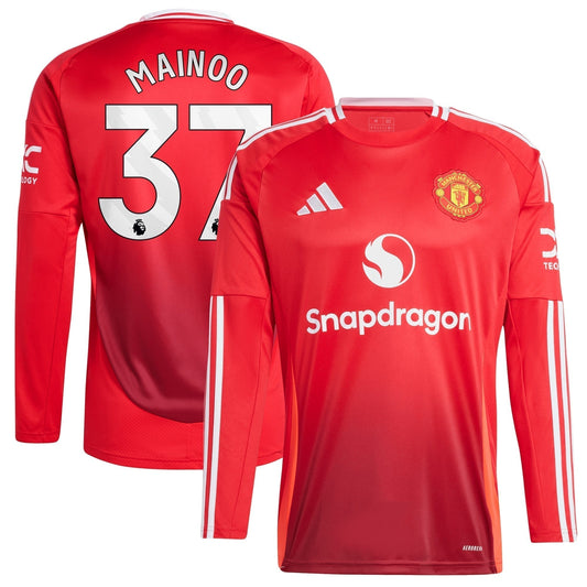 Manchester United  Home Shirt 2024-25 - Long Sleeve with Mainoo 37 printing - Red
