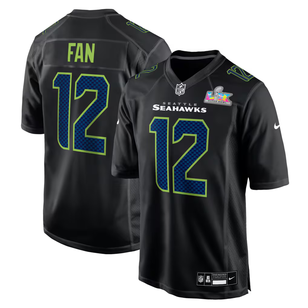 12s Seattle Seahawks Super Bowl LX Patch Jersey - Carbon Black