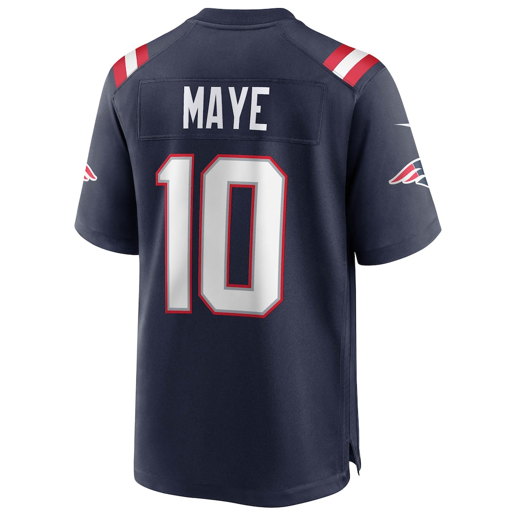 Men's New England Patriots Drake Maye Nike Navy Super Bowl LX Patch Game Jersey